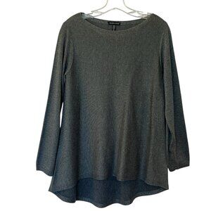 Eileen Fisher Pullover Sweater S Gray Silver Metallic Lyocell Organic Cotton